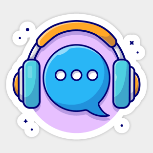 Speech Bubble with Headphones Music Cartoon Vector Icon Illustration Sticker